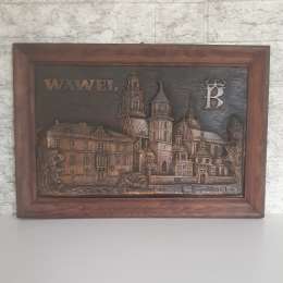 Vintage Wall Art 1985 Framed Copper Artwork Wawel Castle Krakov Historic Decor