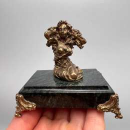 Bronze Virgo Zodiac Figurine Astrology Sculpture on Marble Base Vintage Gift