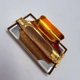 Vintage Kigu Gold Tone Lipstick Holder Mirror Made in England Purse Accessory