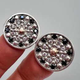 14K Gold & 925 Silver Clip On Earrings Ukraine Vintage Round Statement Earrings