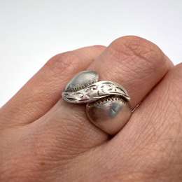 Vintage  USSR Women's Soviet Sterling Silver 925 Ring Floral Engraved Size 5.5