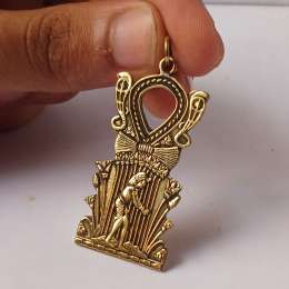 Antique Egyptian Ankh Pendant – Handmade Brass Amulet with Pharaonic Design