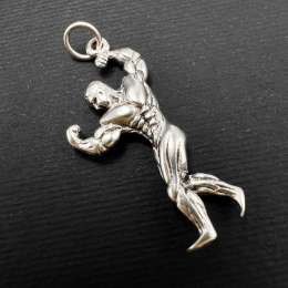 Vintage Sterling Silver 925 Bodybuilder Pendant Gym Fitness Jewelry Signed 4.3g