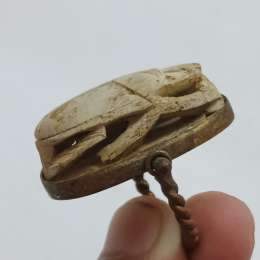 Antique Egyptian Carved Scarab Beetle Ring – Handmade Vintage Style