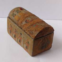 Vintage Egyptian Sarcophagus Box – Hand-Sculpted Pharaoh Decor, Collectible Art