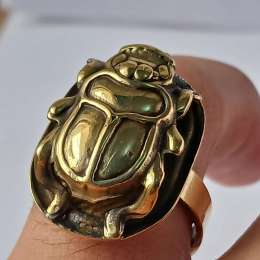 Vintage Egyptian Brass Scarab Ring – Handmade Adjustable Ancient Style Jewelry