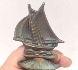 Ship Model Antique Bronze Colonial Pirate Ship Sailboat Brass Handmade Small 3