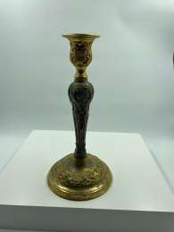 Vintage Single Candlestick Brass Pewter Heavy Candle Holder Hand Made 670 gr