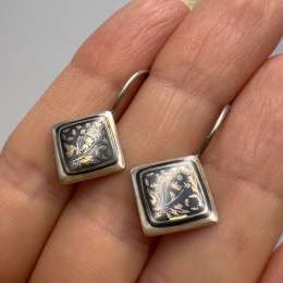Vintage USSR Pair of Stud Earrings Sterling Silver 925 Jewelry Women's 3.32gr