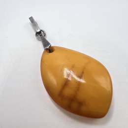 Vintage USSR Pendant Sterling Silver 875 Natural Amber Jewelry Women's 2.62gr