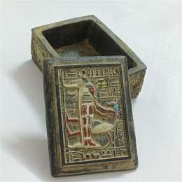 Rare Ancient Egyptian Mummification Box Pharaoh Isis Anubis Antique Jewelry