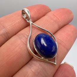 Vintage Women's Jewelry Pendant Sterling Silver 925 Lapis Lazuli Gemstone Signed