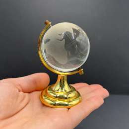 Mini Crystal Globe Paperweight Glass Metal Desktop Decoration Elegant Vintage