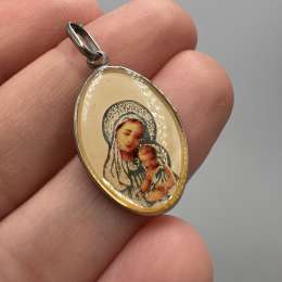 Vintage Ukraine Pendant Icon Sterling Silver 925 Enamel Jewelry Beautiful 1.68gr