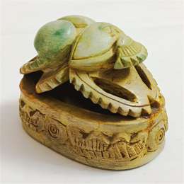 Hand-carved Egyptian scarab figurine, antique stone art, unique collectible