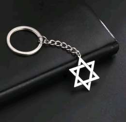 VASSAGO David Star Keychain Stainless Steel Fashion Simple Pendant DIY Handmade