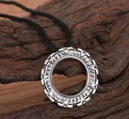 Metal Stargate Stainless Steel Pendant Jewelry With Chain Necklace Men Round Des