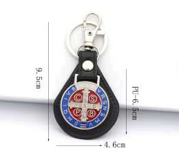 PU Leather St. Benedict Religious Keychain for Men and Women Catholic Baptism Gi