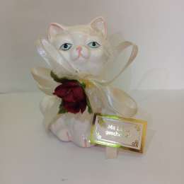 Porcelain Small White Cat Figurine Kitty Statue Home Decoration Gift Collectible