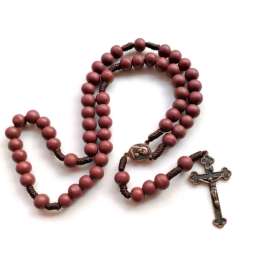 Natural Wood Cross Rosary Pendant Necklaces Catholic Jesus Bead Necklaces for Me