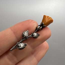 Vintage Brooch Pins Needle Safe Jewelry Amber Sterling Silver 925 Beautiful Wome