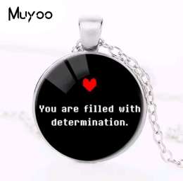 Undertale necklace with colorful heart glass pendant, fashion chain jewelry for