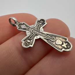 Vintage USSR Pendant Icon Cross Jewelry Antique Silver 84 Beautiful Prayer 0.67g