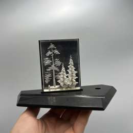 Vintage 1970s Retro USSR Souvenir Winter landscape Plexiglass Plastic Tabletop