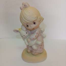 Vintage ALFRETTO Ceramic Girl Holding Bunny Figurine Small Collectible Decor
