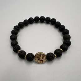 Handmade bracelets made of natural black boccan stones vintage accessories gold