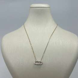 New 14K Gold Oval Pendant Necklace with Center Stone Italy Gift for Her 1.5g