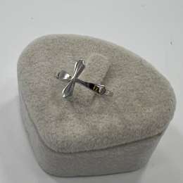 New 14K Solid White Gold Ring Italy  Polished Cross Design 1.4g Size 6.25g