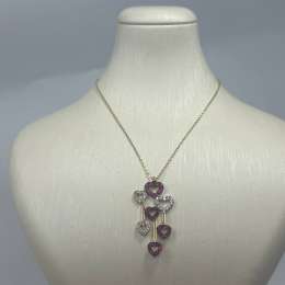 New Elegant 14K Solid Gold Necklace – Italian Heart Design with CZ & Ruby, 3.1g