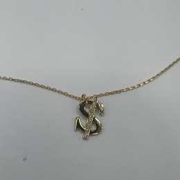 New 14K Solid Gold Italian Necklace – Dollar Sign Pendant with Diamonds 2.2g