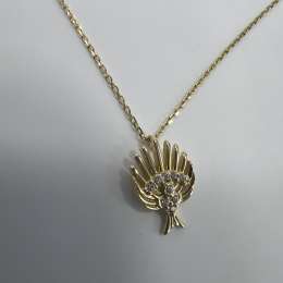 New 14K Solid Gold Italian Necklace  Elegant – Eye & Rays Diamond Pendant 1.7g