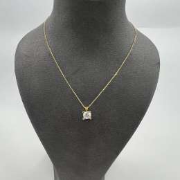 New 14K Solid Gold Necklace – Classic Solitaire Pendant with Round Gemstone 2.1g