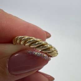 New Elegant 14K Solid Gold Rope Twist Ring – Italian Made, 1.5g, Size 6