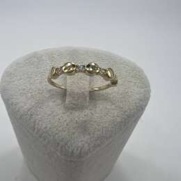 New 14K Solid Gold Ring 1.7g – Modern Bead and Stone Design, Made in Italy