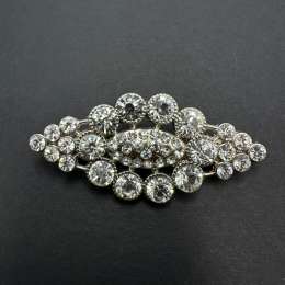 Vintage Brooch Pin Elegant Silver Tone Rhinestone Costume Beautifu Jewelry