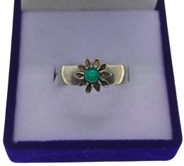 Antique Soviet 84 Silver Ring with Chrysoprase Vintage Women’s Jewelry 10.75 us