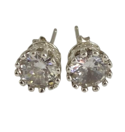 Vintage Sterling Silver 925 Earrings with Cubic Zirconia – Women’s Jewelry 2.26g