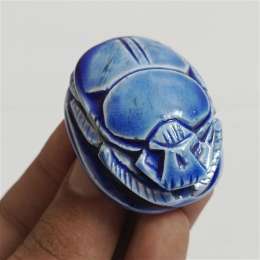 Handcrafted Egyptian blue scarab – detailed pharaonic artwork in vibrant tones