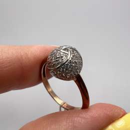 Used Ring Gilt Sterling Silver 925 Zircon Jewelry Women's Beautiful Size 6 US