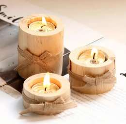 rustic wooden candle holder