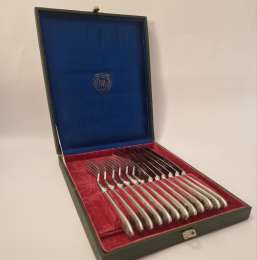 Vintage Soviet Cutlery Set  12 Piece Stainless Steel Knife & Fork Set with Tiger