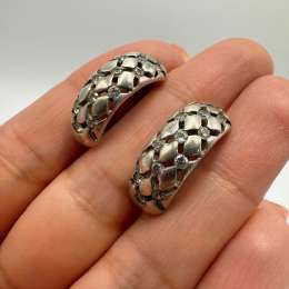 Vintage 925 Sterling Silver Ukrainian Earrings with Cubic Zirconia