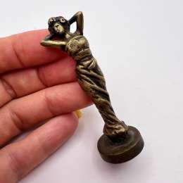 Antique Bronze Lady Figurine Wax Seal Stamp Art Nouveau Desk Collectible 6.5cm