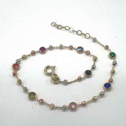 Bracelet  14K yellow, rose and white ball gold with vibrant multicolored stones