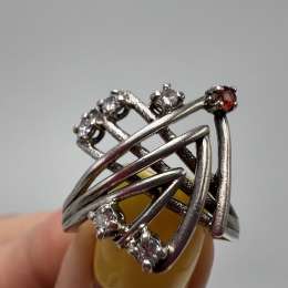 Vintage USSR Ring Sterling Silver 925 Stone Jewelry Women's Beautiful Stamp S 8U