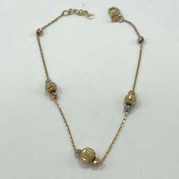 14K tri-color gold bead bracelet in white, rose & yellow tones, elegant and chic